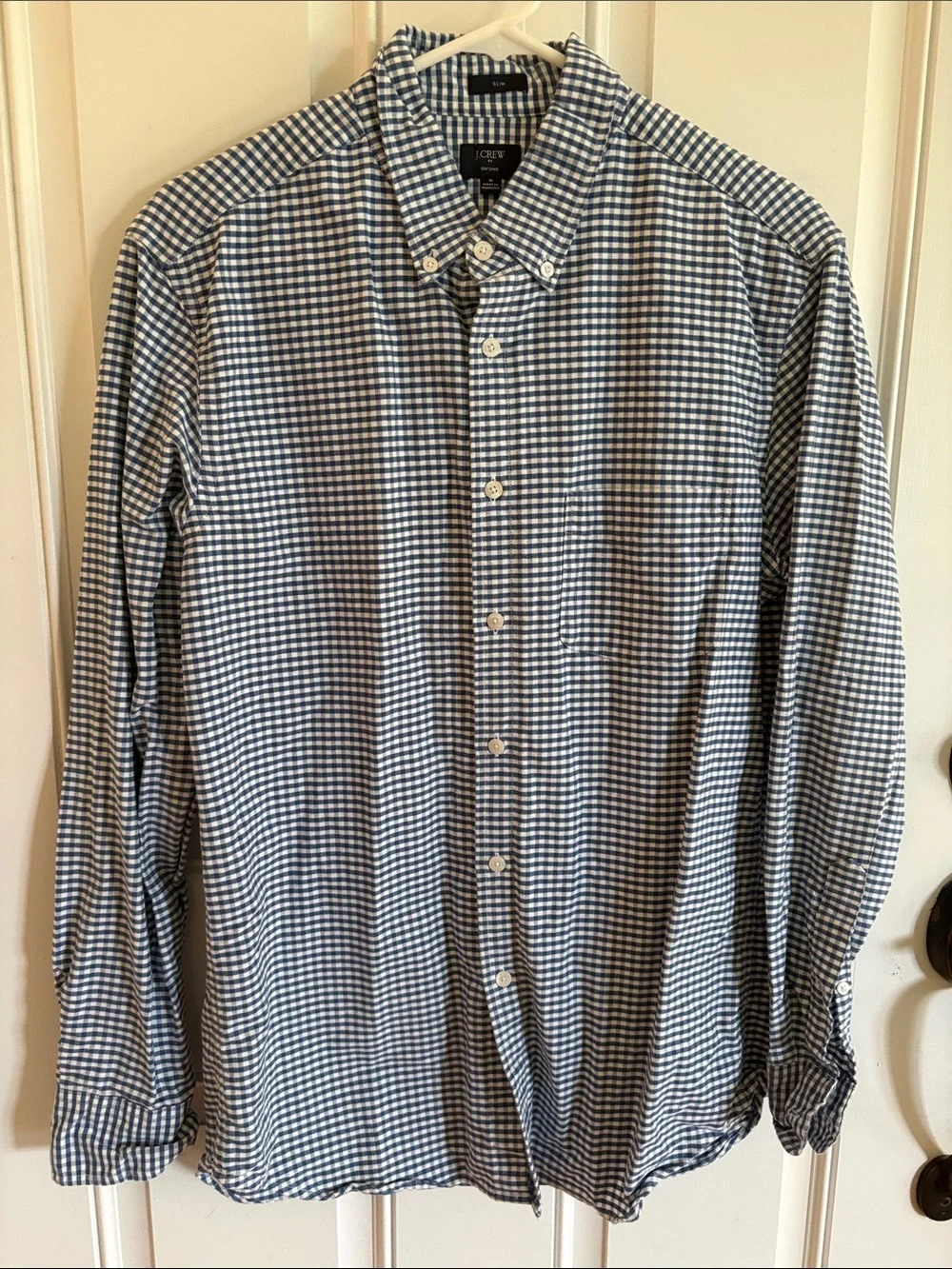 J. Crew Men’s Navy and White Oxford Button-Down Shirt
